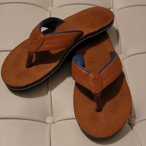Peter Miller Men's Leather Brown and Blue Sandals